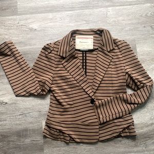 Anthropologie striped ruffle blazer XS